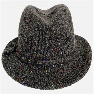 Vintage East Hollow Road Black Speckled Knit Wool Blend Bucket Cloche Hat Rimmed